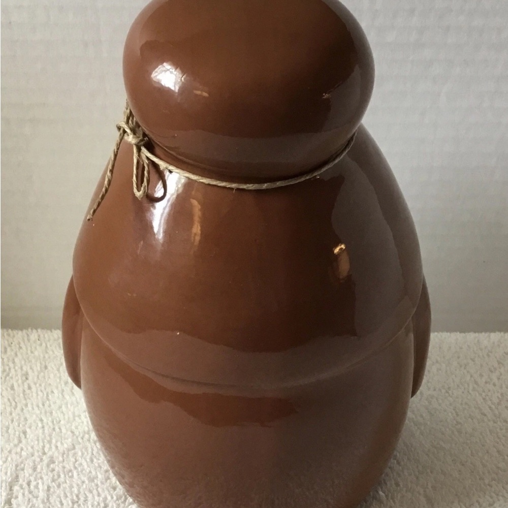 Rae Dunn Brown and White 'BLESSED' Ceramic Gnome Jar - Picture 2 of 8